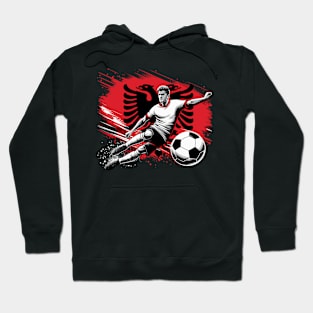 Dynamic Albania Soccer Star in Action - Vector Design Hoodie